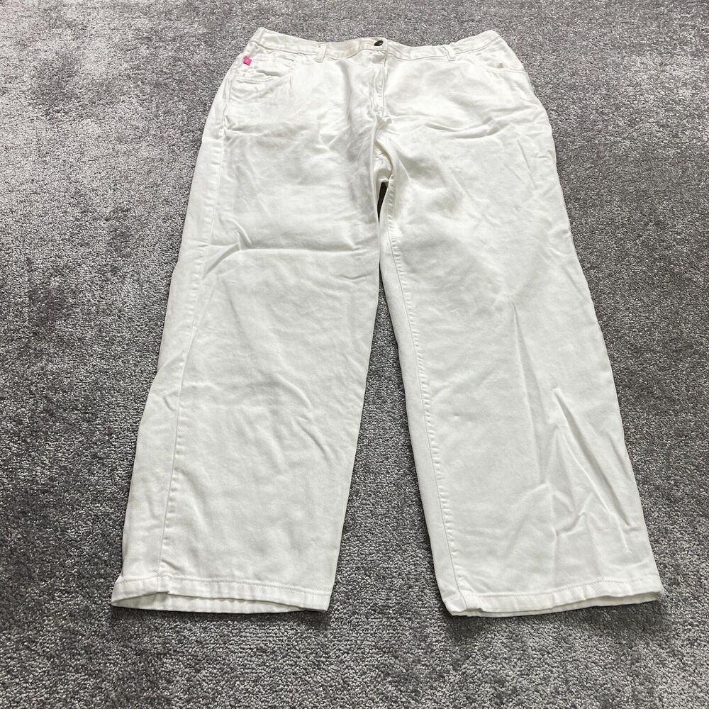 Woman Within Jeans Pants Womens Plus 22W White Classic Fit Straight Ladies 39x30